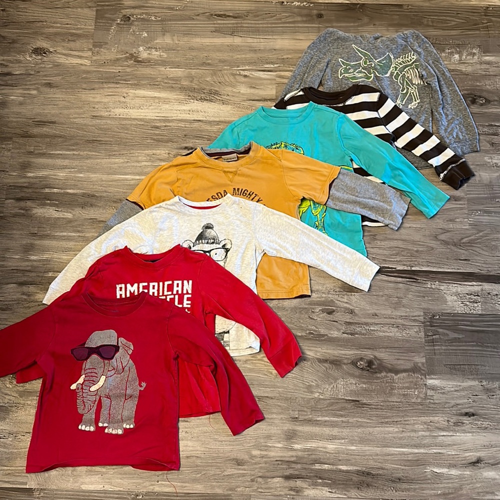 Lot of boy long sleeve t-shirts. Brands vary. Size 4/5.